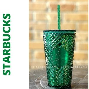 Starbucks Emerald Green Jeweled Grande Cold Cup Tumbler 16oz NWT